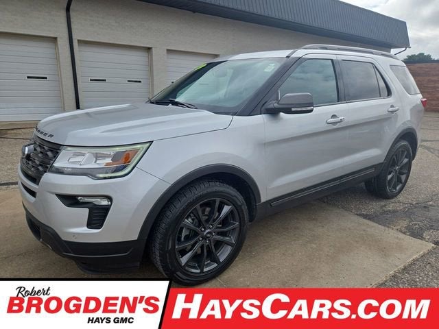 2018 Ford Explorer XLT in Ingot Silver Me — front three-quarter view