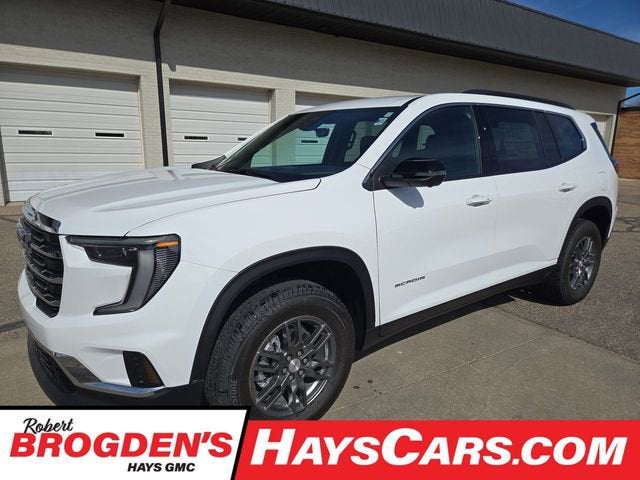 2026 GMC Acadia Elevation in Summit White — front three-quarter view