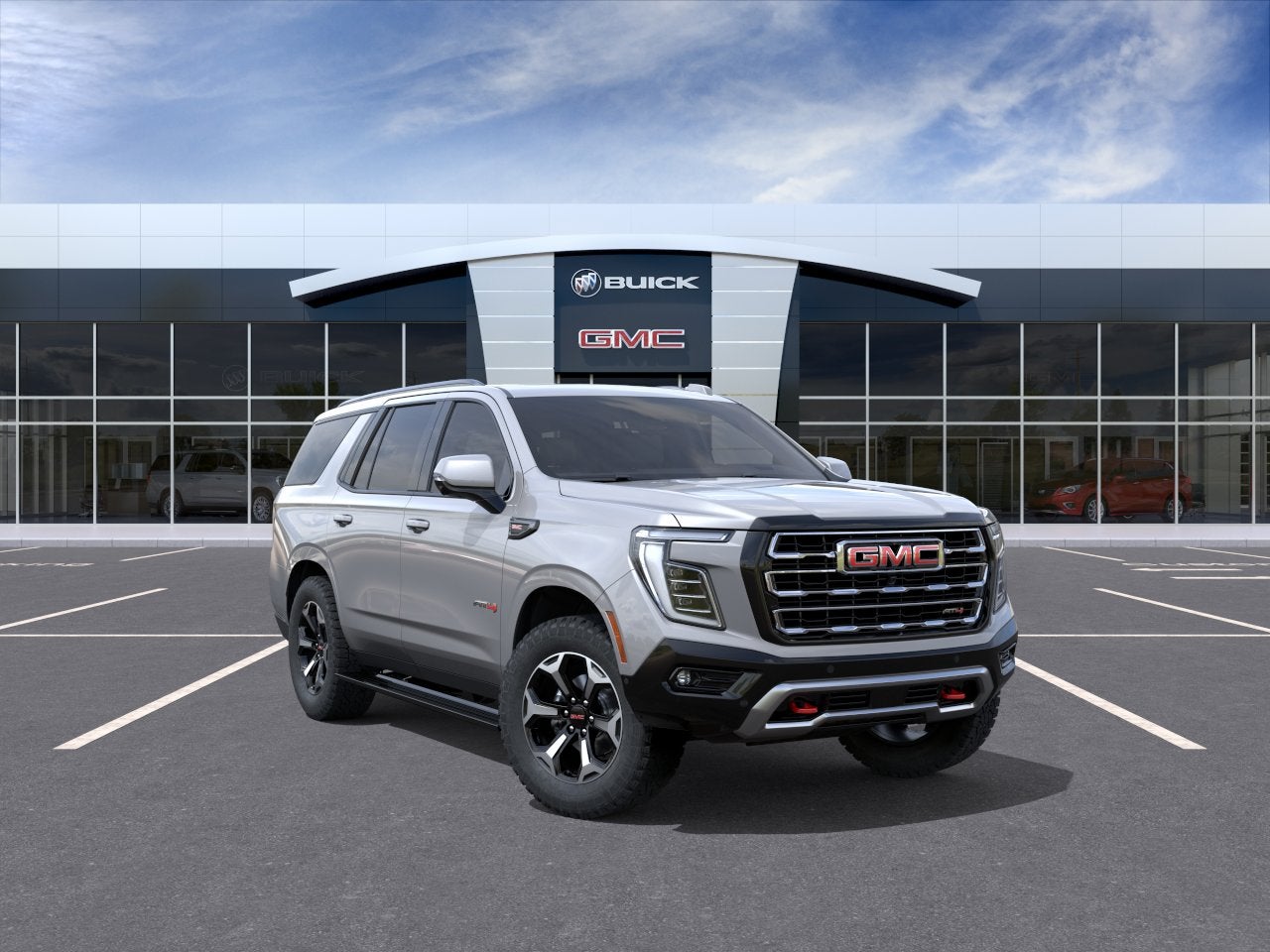 2026 GMC Yukon AT4 in Sterling Metallic — front three-quarter view