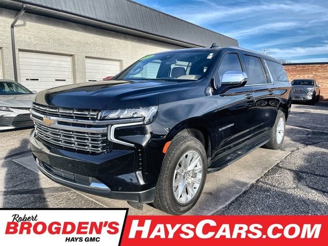 2024 Chevrolet Suburban Premier in Black — front three-quarter view