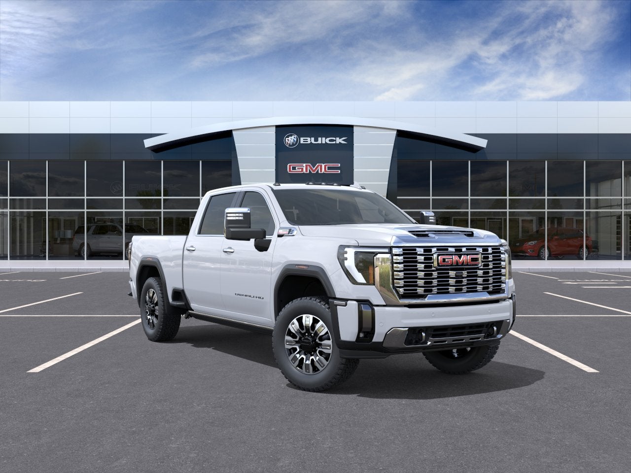 2026 GMC Sierra 2500 HD Denali in Glacier White Tricoat — front three-quarter view
