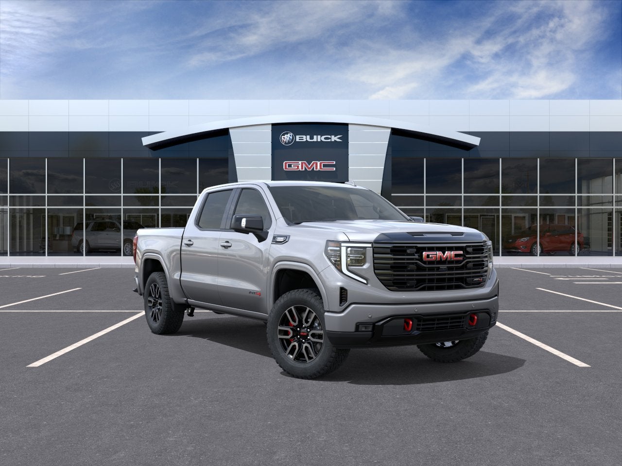 2026 GMC Sierra 1500 AT4 in Sterling Metallic — front three-quarter view