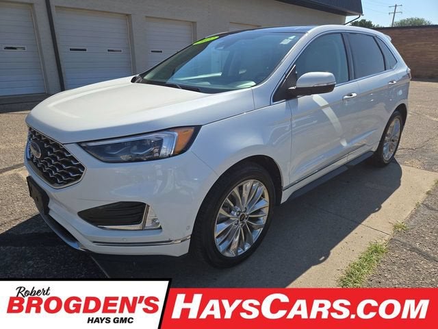2022 Ford Edge Titanium in White — front three-quarter view
