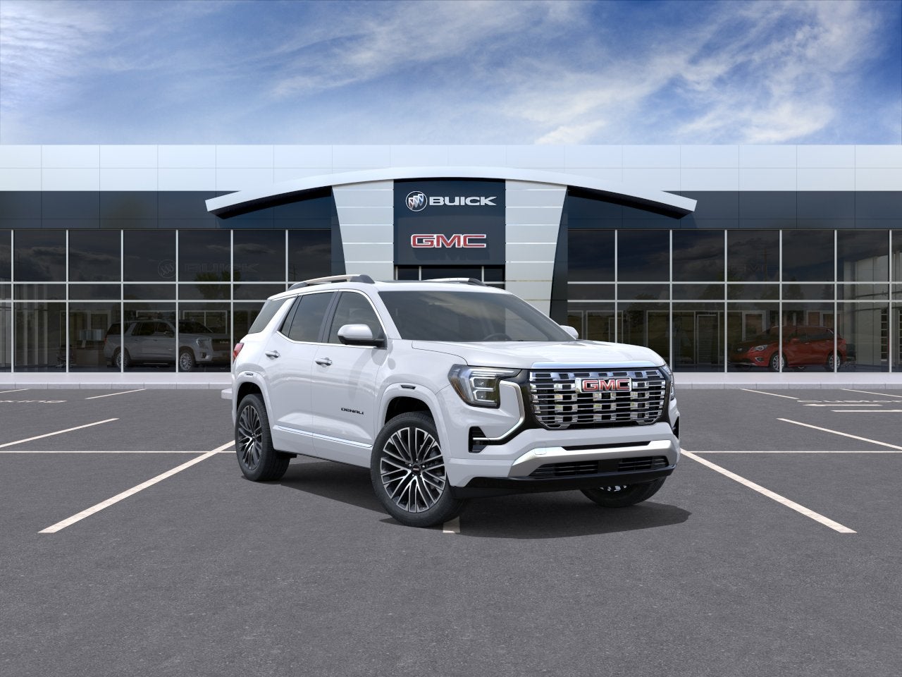 2027 GMC Terrain AWD Denali in Glacier White Tricoat — front three-quarter view